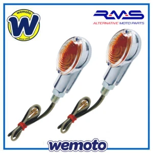 Coppia Frecce Ovali Cromate 12V Omologate RMS Indicatori Universali per Moto - Foto 1 di 4