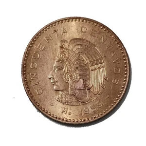 Moneda de México de 1959, 50 centavos, bronce, KM450 - Picture 1 of 2