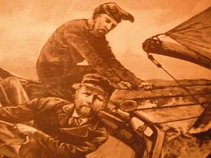 Large Framed Etching Ship-Yacht Racing "Haul in the Mainsheet" WJFS 1879 - Picture 1 of 5