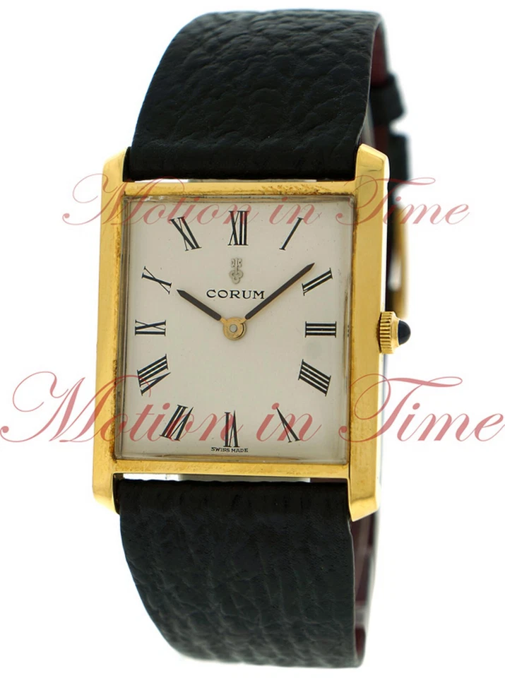 Corum Buckingham Vintage 29 mm x 38 mm esfera romana plateada en YG y correa negra Foto 1 de 4