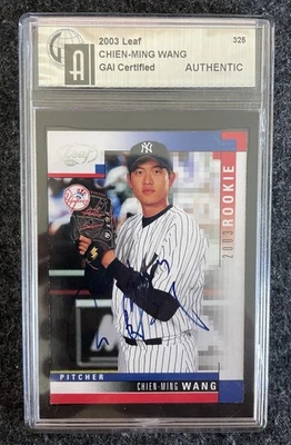 Chien Ming Wang Auto 2003 Leaf #325 Rookie Signed Autograph (GAI Authenticated) - Image 1 of 2