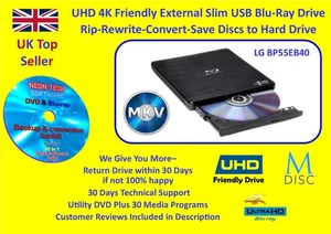 UHD 4K Externes USB Blu-ray Laufwerk MakeMKV LibreDrive Discs auf Festplatte rippen - Bild 1 von 8