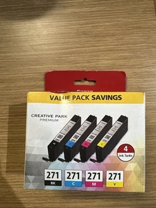 Canon- Creative Pak Black-271, C-271, M-271, Y-271 (4 Ink Tanks New) - Picture 1 of 4