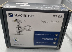 Grifo de lavabo de baño de arco bajo cromado con mango de un solo orificio Glacier Bay 395 310 - Imagen 1 de 5