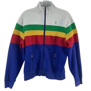 Polo Ralph Lauren Unisex Kid XL Blue Rainbow Cotton Blend Zip-Up Jacket Preowned - Picture 1 of 6