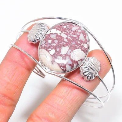 Brecciated Mookaite Oval Shape Gemstone Adjustable Bangle Antique Jewelry BR 304 - Image 1 of 4