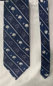 VTG Hanover Necktie South Carolina Palmetto Tree Crescent Blue X-Long USA Silk - Picture 1 of 8