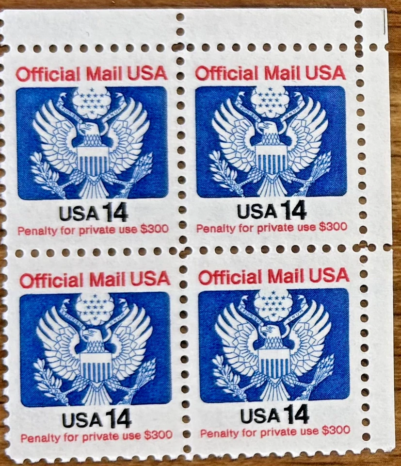 Scott #O129A- MNH- 14c Official Mail, Eagle- 1983- Block of 4 Stamps - Image 1 of 1