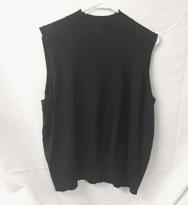 Judith Hart Silk Knit Blouse 2X Sleeveless Pullover Black Work Minimalist - image 1 of 4
