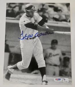 HANK AARON Signed 8x10 Photo-HALL OF FAME-MILWAUKEE BRAVES-PSA - Picture 1 of 5