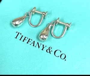 Tiffany & Co. Elsa Peretti Teardrop Clip Earrings 925 Sterling Silver Stud VTG - Picture 1 of 8