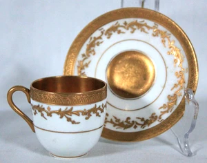 RARO ANTIGUO B. B. & B. COALPORT 7164/A PATRÓN ORO INCRUSTADO MINI TAZA Y PLATILLO - Imagen 1 de 7