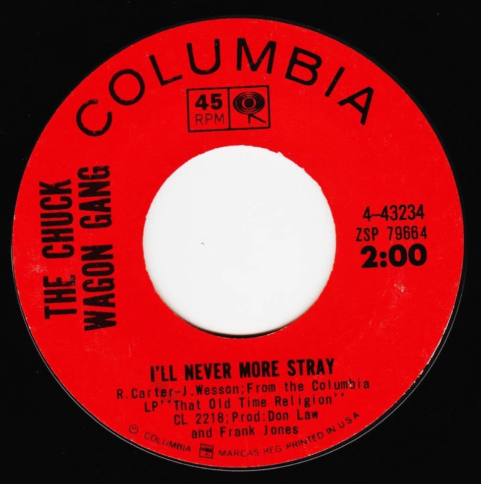 i'll never more stray / he gave me that old time religion 45 rpm single Foto 1 de 1