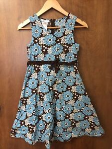 Bonnie Jean Girls Size 10 Sundress Flowers Floral Blue Brown Dress EUC