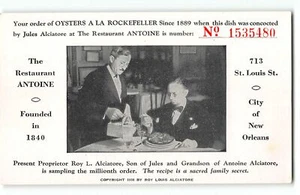 Postal de confirmación de pedido de New Orleans Restaurant Antoine Oysters Rockefeller - Imagen 1 de 2