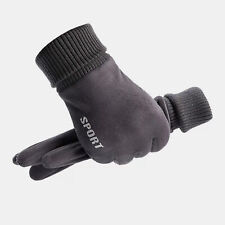 1 Pair Ski Gloves Anti-skid Anti-static Plush Lined Cycling Gloves Faux Suede