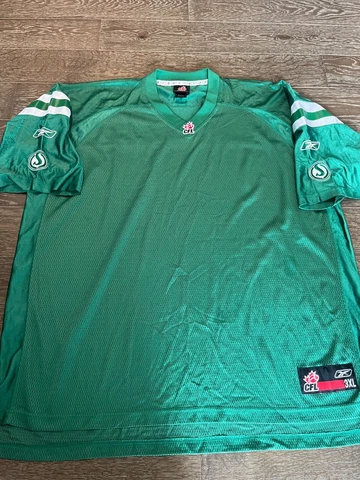 Reebok Saskatchewan Roughriders CFL Jersey mens size 3XL stitched logo GREEN Cover