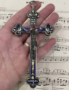 Antique Italian Micro Mosaic Micromosaic Cross Crucifix Bird Chalice c1900 - Picture 1 of 4