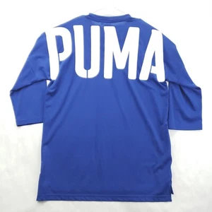 Puma Jersey Shirt Men XL Blue Big Spellout Long Sleeve Classic Crewneck Pullover - Picture 1 of 10