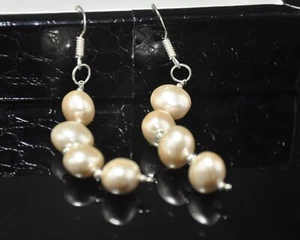 White Pearl Gemstone Stud Earrings, Love Earrings, Raw Pearl Earrings, White - Picture 1 of 3
