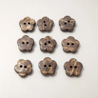 Flower Natural coconut shell buttons, 15mm button  2hole 1.6mm - Image 1 of 4