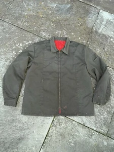 Vtg 70s Thrashed Mechanics Green Work Jacket L QuiltLined Scovill Paint Distress - Picture 1 of 19