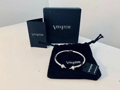 Vita Fede Mini Titan M 24k silver plated crystal spike cuff bracelet NEW $390 - Image 1 of 4