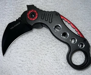 Folding Knife MTECH Black Red Karambit Claw Finger Hole Tactical 529BK - Picture 1 of 12