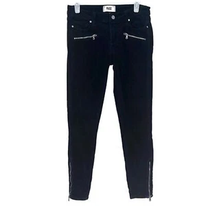 Paige Black Cordoroy Pants Size 27 Zipper Detail Ankles  - Picture 1 of 11
