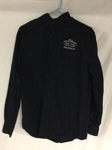 Harley-Davidson Shirt Mens S Long Sleeve Button Up Collar Sewn Logos Black  - Picture 1 of 7
