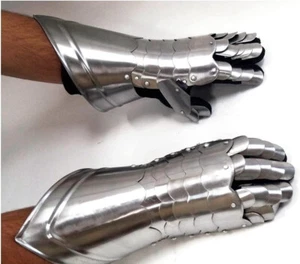 Metal Armour Hand Gloves Pair with Inviting Decor Warrior Steel Gloves Gift - Picture 1 of 3