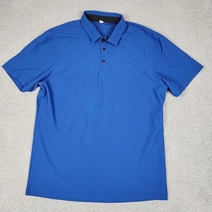 Lululemon Shirt Mens L Blue Polo Solid Short Sleeve Performance Stretch Golf - Picture 1 of 9