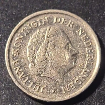 Moneda de 10 centavos de los Países Bajos 1971 ***nariz a boca error de acuñación*** km#182 Foto 1 de 2