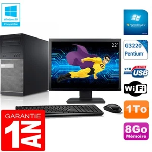 PC tour DELL 9020 Intel G3220 RAM 8Go Disco 1A Wifi W7 Pantalla 22" - Imagen 1 de 1