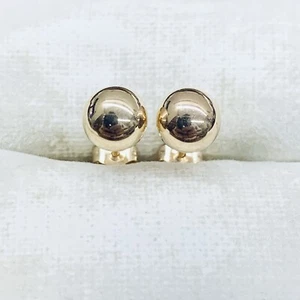 10k Yellow Gold Ball Dome Dot Round Post Stud Earrings 6mm Ralph Lauren - Picture 1 of 6