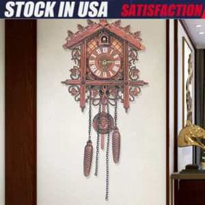 Vintage Wood Cuckoo Clock Birds Antique Clock Rare Black Forest Style - Picture 1 of 15