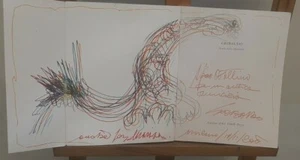 EZIO GRIBAUDO DISEGNO PENNARELLO SU CATALOGO CON DEDICA LOGOGRIFO TEATRO MEMORIA - Imagen 1 de 4