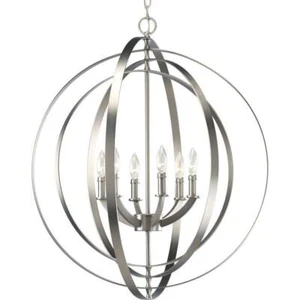 Progress Lighting Pendant Lights 27.75" 6-Lights Hardwired Burnished Silver - Picture 1 of 12