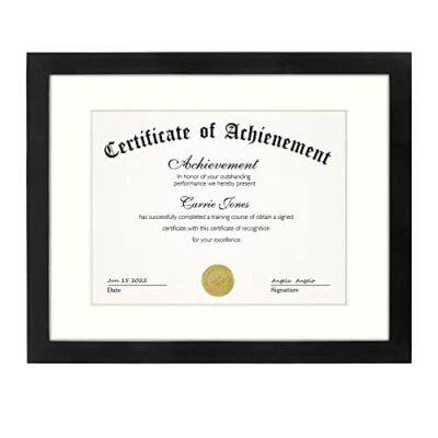 Marco de certificado 11x14 con alfombrilla para documentos de 8,5x11 premios moldura ancha Foto 1 de 4