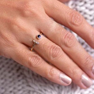 Black Diamond Ring - Gold Open Ring - Geometric Ring by Divine Art With Soul - Picture 1 of 8
