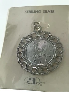 Dije de cumpleaños feliz plata esterlina 1 1/4 de pulgada - Imagen 1 de 1