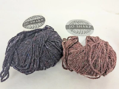 Jo Sharp Yarn Silk Road Aran Tweed Wool Silk Cashmere 2 Ball Lot Heather Dark - Image 1 of 4