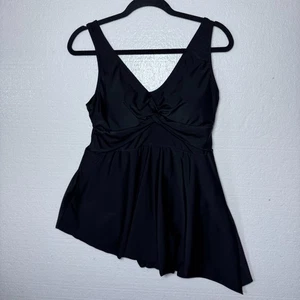 Torrid Womens Plus Sz 1 1X Black Asymmetrical One Piece Swim Dress Bathing Suit - Picture 1 of 13