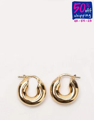 RRP €266 JIL SANDER 925 Sterling Silver Mini Hoop Earrings Logo Made in Italy - Image 1 of 4