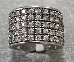 Esse Designer Silver Wide Band Ring with 75 Sparkling CZ Size P - Picture 1 of 7