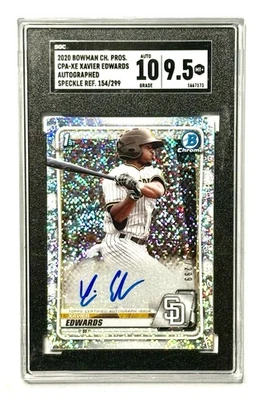 2020 Bowman Chrome Prospects Xavier Edwards 1st Auto Speckle /299 SGC 9.5 Marlin - Image 1 of 2
