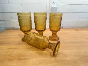 American Concord Amber Pedestal Water Glasses by Brockway Glass - Picture 1 of 8
