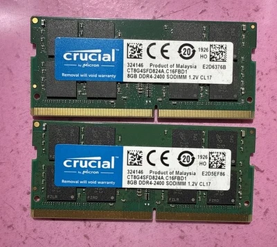 Crucial 16GB (2 x 8GB) PC4-19200 DDR4-2400 ноутбука RAM памяти CT8G4SFD824A - Изображение 1 из 2