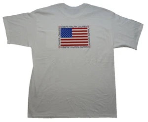 Neu mit Etikett Ralph Lauren Chaps XL Pocket Tee T-Shirt weiß amerikanische Flagge hinten 90er Jahre Y2K - Bild 1 von 9