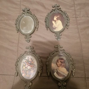 Vintage 4er Set Italienische Oval Bilder / Antik 4er Set Gold Bilder - Bild 1 von 2